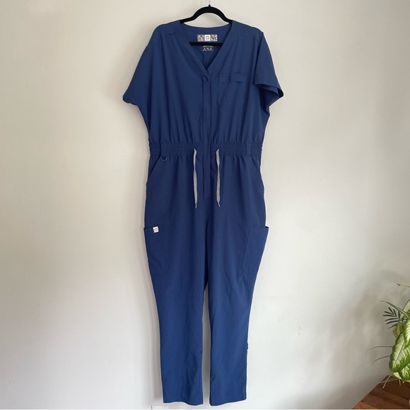 RENEW Wonderwink Blue Zip Front Scrubs Full JumpSuit Modern Fit Women’s XL - Picture 2 of 12